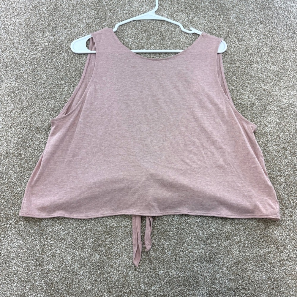 Double Zero Womens Mauve Pink Open Back Tie Knot Crop Tank Top Medium Jersey M